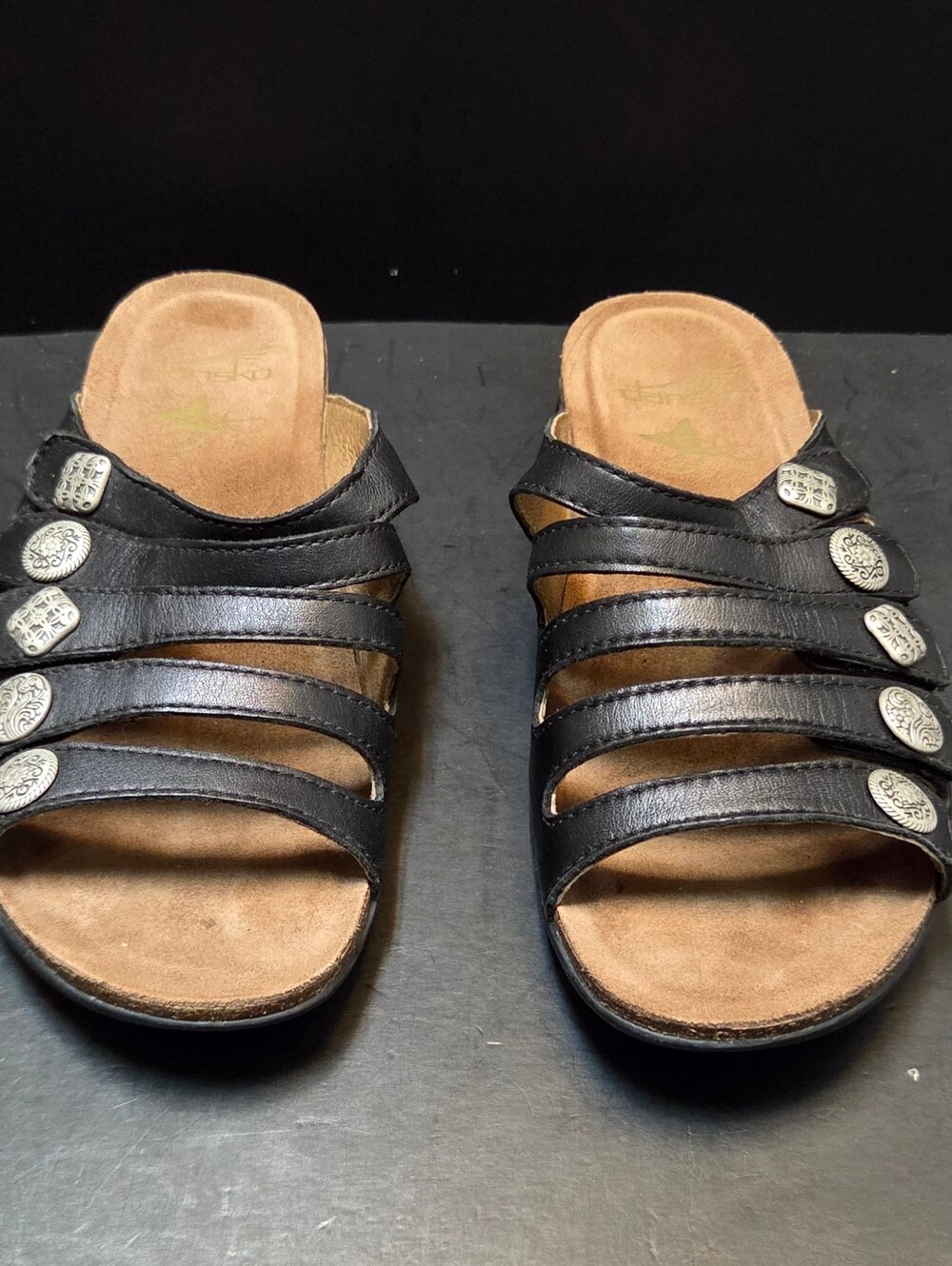 Dansko Women’s Janie Black Strappy Slip on Sandal Size 37 US 6.5/7. Black. 0210